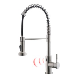 Matte Black Touchless Kitchen Faucet with Pull Down Sprayer, Motion Sensor Smart Hands-free Activated Single Handle Spring 1 PcsColor: IS1252-33BG-US, Surface Finishing: Matte Black