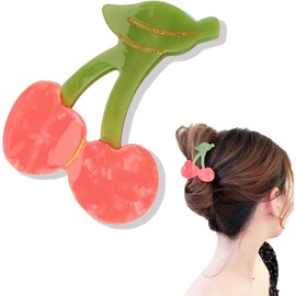 Cherry Claw Clips, Cellulose Acetate Hair Clips, Cute Unique Claw Clips, Small Cool Fruit Hair Clips for Women Girls (3# Cherry, One size)