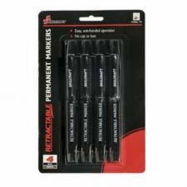 SKILCRAFT 7520-01-555-0297 Recycled Plastic Retractable Chisel Tip Permanent Marker, Black (Pack of 4)