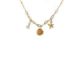 Shell Starfish Charm Gold Necklace Women Dainty Chain Choker Necklace
