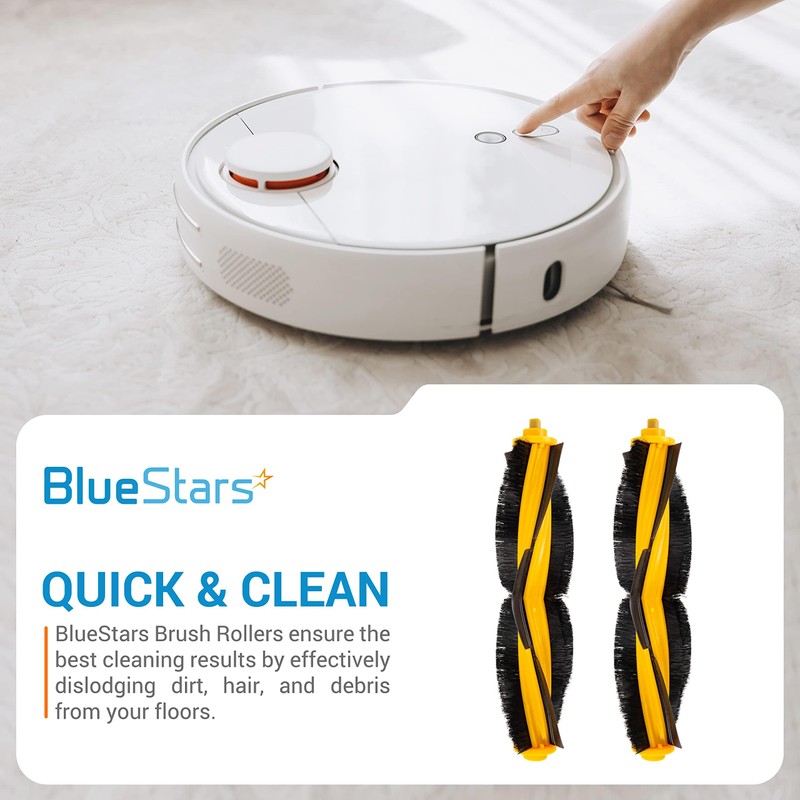 BlueStars 2-Pack Main Brush Rollers Replacement for Ecovacs Deebot OZMO