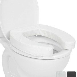Vive Cojín para asiento de inodoro (espuma acolchada suave), accesorio de baño acolchado suave fácil de limpiar, asientos alargados y estándar, dona de comodidad y apoyo para adultos discapacitados