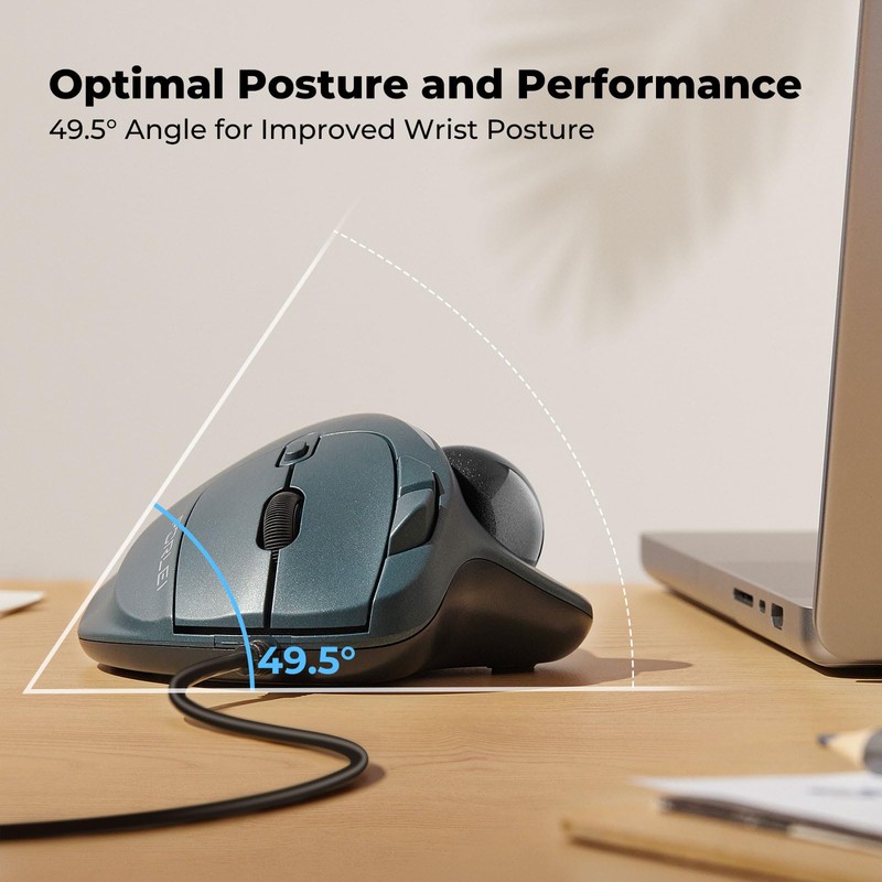 RGB Wired Trackball Mouse, Ergonomic Comfort Design Reduces Muscle Strain,
