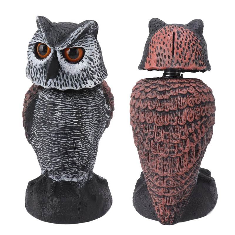Tomotato Fake Owl Bait, Owl Scarecrow with Rotating Head, Plastic