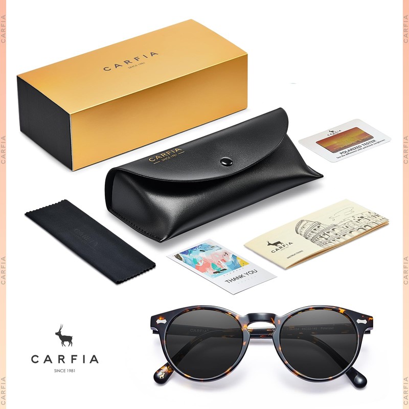 CARFIA Small Face Polarized Sunglasses for Women UV Protection Round