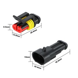 Aiqeer 15 Set 2 Pin Car Waterproof Electrical Wire Connectors, Car Waterproof Electrical Connector Plug Socket Kit