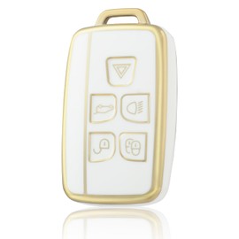 OFF WE GO OFF WE GO Autoschlssel Hlle fr Land Rover Schlsselhlle Cover fr Discovery Range Rover Sport Evoque Velar Jaguar XF XE XF XJ F-PACE F-Type TPU Auto Schlssel Schutzhlle Schlsselbox, Wei? Gold