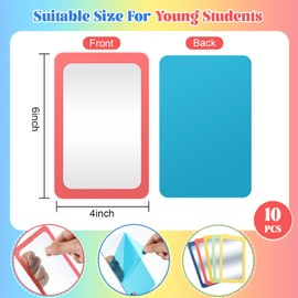 Dandat 10 Pcs Small Mirrors for Kids Toddler Mirror Child Safe Shatter Proof 6 x 4 Inch Unbreakable Classroom Mirror for Craft Bulk Round Corners Square in Preschool Bathroom(Hippie Color)