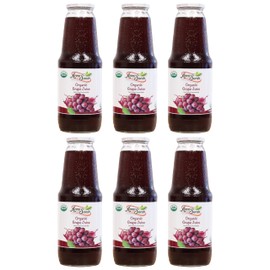 Anna and Sarah 33.8 Oz Organic Grape Juice - Glass Bottle (6 Pack) No Sugar, No Artificial Colors, No Preservatives, No Flavors Added, not from CONCENTRATE