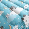 QOOMO Cat Comforter Twin Size,Blue Cloud Cats Comforter Set for