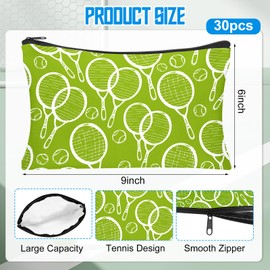 HSDSH 30Pcs Tennis Makeup Bag Tennis Gifts for Women Canvas Cosmetic Bags with Zipper Inspirational GiftsTravel Toiletry Pouch Bag Organizer Accessories for Lover Players Team Gift