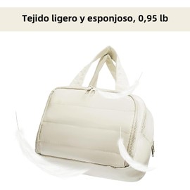 Neceser de Viaje para Mujer Grande Impermeable, Organizador de Cosméticos 4 compartimentos, apertura bilateral, bolsillos elásticos, maquillaje, baño, gimnasio, vacaciones y 3 frascos incluidos
