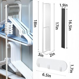 Magnetic Hanger Organizer and Magnetic Hooks Set, 3 Layer Hanger Organizer Stores 50 Hangers, Heavy Duty Hanger Storage Rack for Laundry Room/Washing Machine/Closet, Space Saving White Hanger Stacker