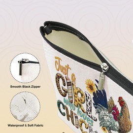 Funny Just A Girl Who Loves Chicken Makeup Bag Chicken Gifts Chicken Supplies Stuff for Chicken Lovers Cute Cosmetic Bag for Women Mom Her Girls Sister Graduation Mothers Day Christmas Birthday Gifts