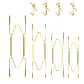 fKiZanthene 4Pcs Plate Hangers Set for Walls, 6-7/8/10/12 Inch Sizes, Wall Plate Hangers with 4 Pieces Decorative Wall Hooks for Home Display of Plates & Artworks