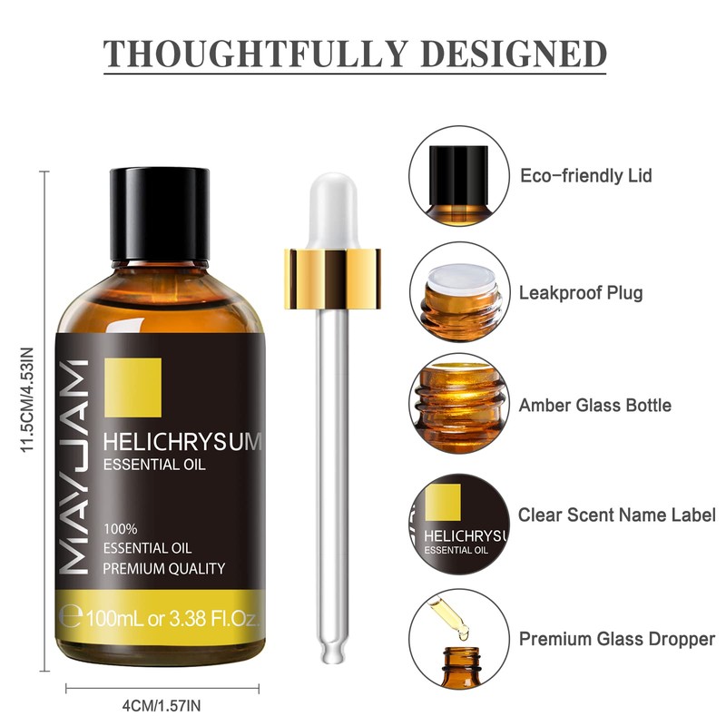 Helichrysum Essential Oil, MAYJAM Pure Essential Oils for Diffusers, 3.38FL.OZ/100ML