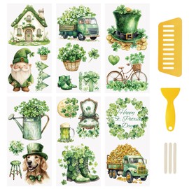 WANDIC 6 Sheets St.Patrick's Day Rub on Transfers Stickers, DIY Transfers Stickers for Furniture Waterproof Stickers Decals for Home Decorations, 15 * 30cm