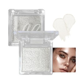 Highlighter Powder, Diamond Shine Highlighter, Glitter Face Highlighter Palette, Waterproof Long Lasting Lightweight Shimmer Colors for Highlighting and Contouring (Pearl White)