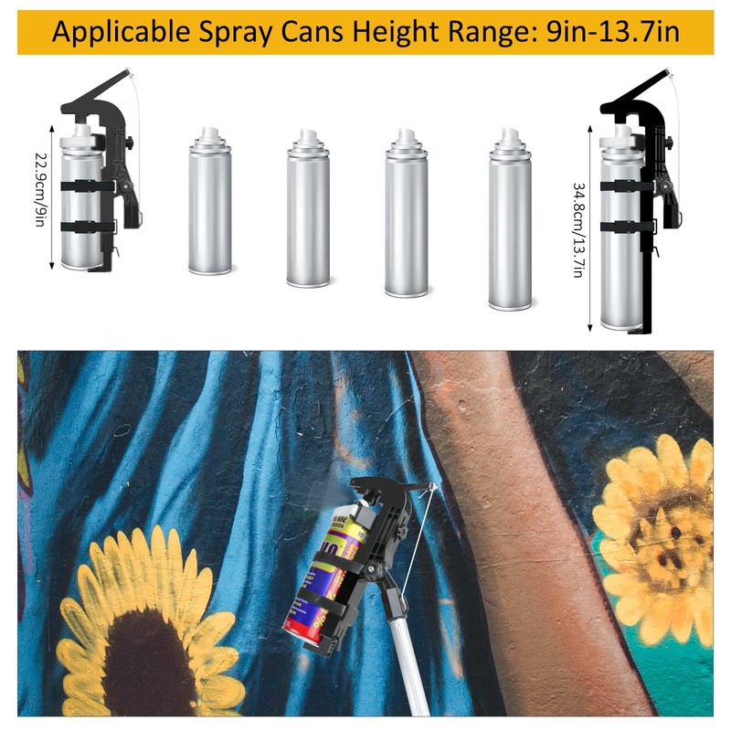 Spray Can Extension Pole Adaptor with Adjustable Bottom Bracket, Wasp