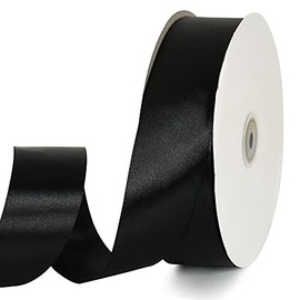 TONIFUL 1-1/2 Inch (40mm) x 100 Yards Black Wide Satin Ribbon Solid Fabric Ribbon for Gift Wrapping Chair Sash Valentine's Day Wedding Birthday Party Decoration Hair Floral Craft Sewing