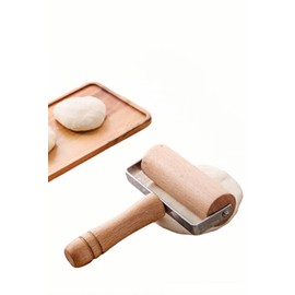 Stainless Steel & Beechwood Rolling Pin with Adjustable Thickness - Ergonomic Dumpling/Pasta Maker、Pizza, Kitchen Tool for Home Chefs, Dishwasher Safe & Rustproof Design (T)