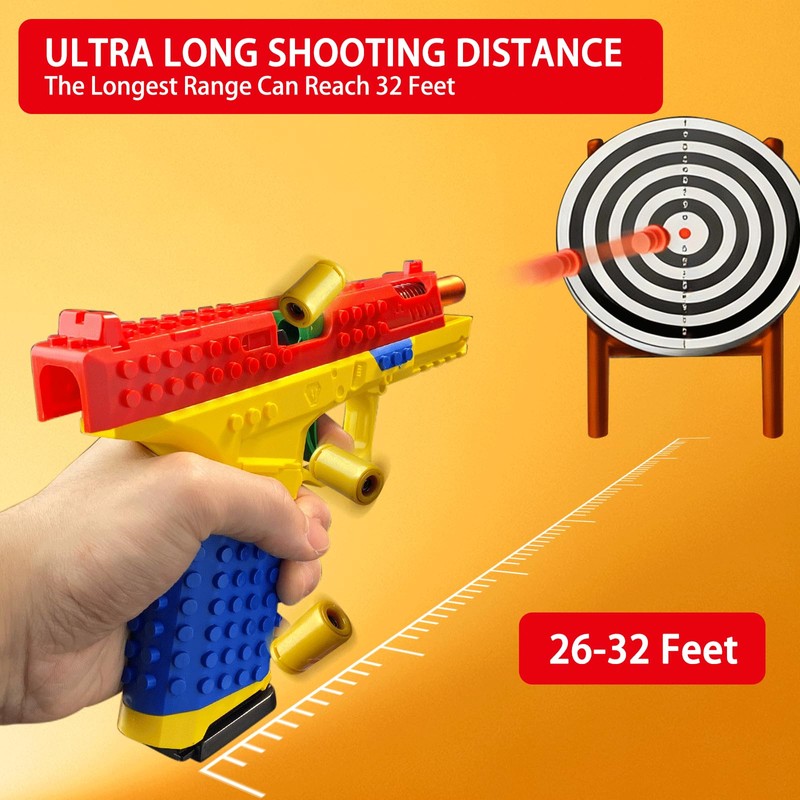 Building Block Toy Gun, Automatic Shell Ejecting Gun Soft Bullet