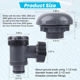 XT On/Off Plunger Valve with Strainer for Easy Adjustment, for Above-Ground Pool Filter Pump On/Off Plunger Valve Part, Frame Set & Ultra Frame Pools Intex, Coleman Compatible