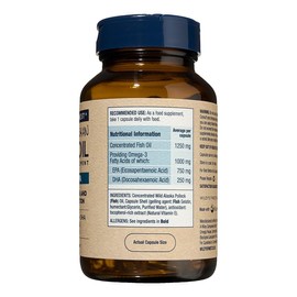 Wiley's Finest Wild Alaskan Fish Oil Peak EPA - Triple Strength Peak EPA and DHA - 1000mg Omega-3s, SQF-Certified - 90 Softgels (90 Servings)