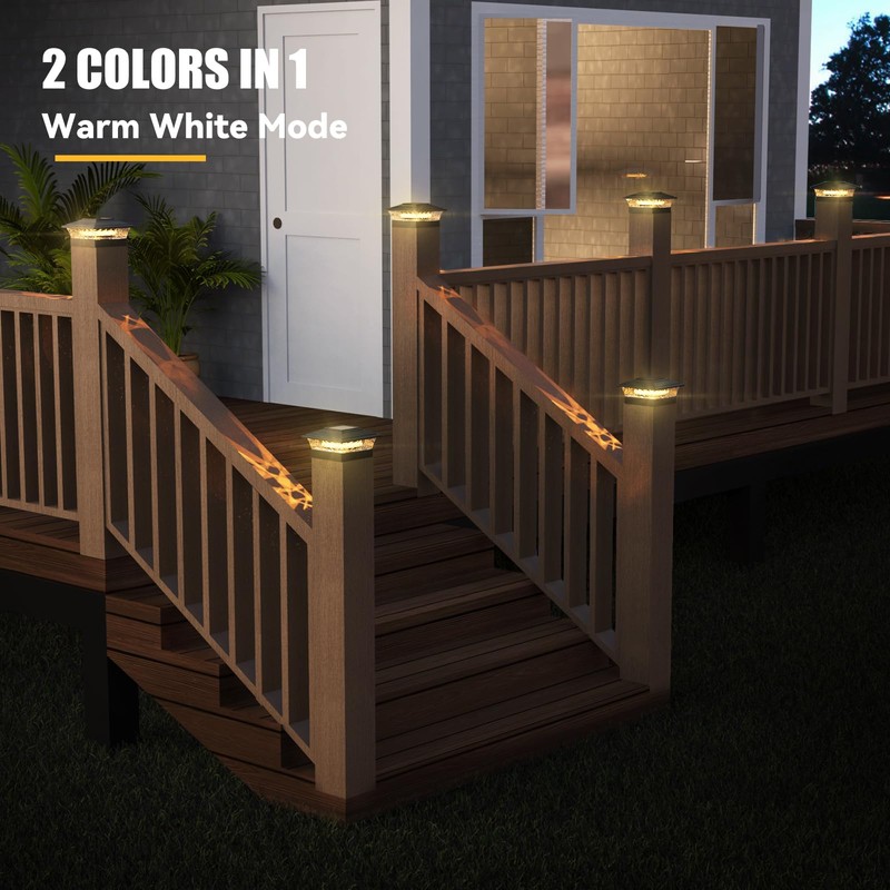 APONUO Solar Post Lights Outdoor, 2 Lighting Modes 16 LEDs