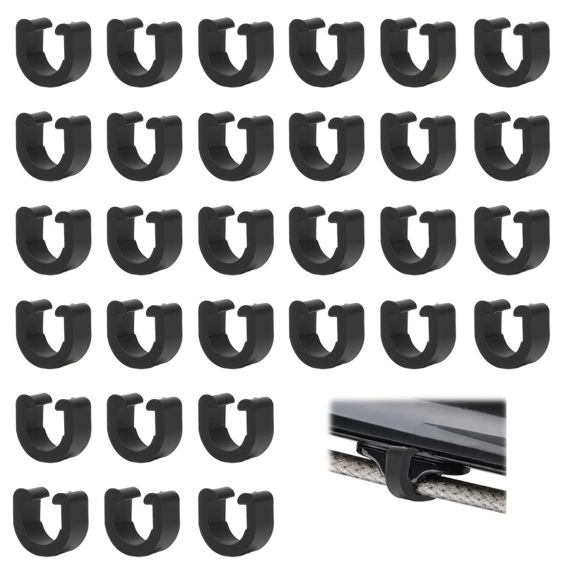 Bicycle Cable C-Clips Black 30Pcs: Brake Cables Clamps for Bicycles