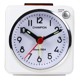 Compact Travel Alarm Clock with Silent Sweep, Snooze and Light (White)