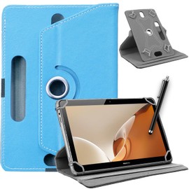SU 10 inch Tablet Case - Universal Stand Case Folio Cover Magic Leather 360° Rotating Case Fits for ALL 10in Inch & 10.1in Inch Tablets + Stylus Pen (SKY BLUE)