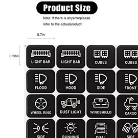 ZIMISI 120PCS Car Switch Panel Sticker, Waterproof Graphic Text Sticker for AR-800, BA80, GA80, GB80, BB80, BC60, GC60, Switch Label Decal Kit for Car Dashboard, Boat, RV, Truck, Offroad (Vertical)