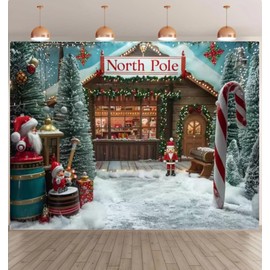 7x5ft Christmas Photography Backgrounds North Pole Backdrop Candy Lollipop Land Shop Children Baby Winter Portrait Backgrounds