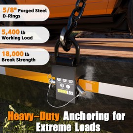 KJE 5/8" Heavy-Duty Stake Pocket D-Ring Anchors |18,000 lbs Breaking Load | Adjustable Tie-Down with Anti-Loss Cord |Reliable Tie-Downs for Flatbed Trucks & Trailers (4-Pack)