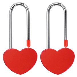 PATIKIL 3.9" 50mm Love Locks Heart Padlock Without Key, 2 Pack Single Heart Wish Lock Romantic Heart Lock for Lovers Lock Bridge Wedding Anniversary Travel Present, Red