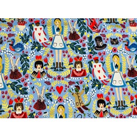 Wonderland - Rifle Paper Co - Periwinkle Metallic Fabric - Cotton+ Steel - Quilting Cotton Fabric - AB8013-002 1/2 Yard 44