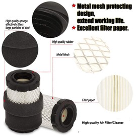 HIFROM Air Filter Pre Filter Fuel Filter kit Compatible with John Deere L105 L107 LA135 LA145 D160 D170 E100 E120 E130 Z335E Z335M Z345R Z355R MIU14395 GY21435 MIU13963 Lawn Mower