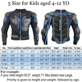 Kids Motorcycle Jacket Dirt Bike Gear, Chest Back Protector for Motor Bike, Children Motorcycle Full Body Armor Jacket for Cycling MTB ATV Skate Skii