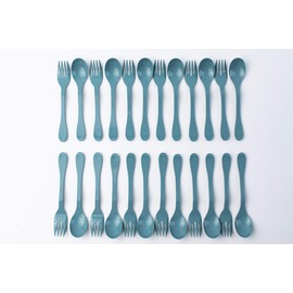 Knork Eco Plant Based 24 Pack Reusable Bamboo Flatware Set (BLUE)