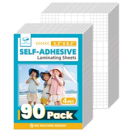 T&W SAME FILM 90 Pack Self Adhesive Laminating Sheets, 4mil, 5.8 x 8.3 Inch Laminator Sheets, Self Sealing Laminating Sheets for Laminator, Round Corner, No Heat, No Machine Needed (A5)