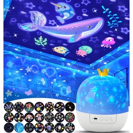 21 Sets of Films, Projector Night Light for Kids Bedroom, Ceiling, Baby Night Light Projector, Star Galaxy Projector for Baby Kids Girls with 360° Rotating, Birthday, Christmas, Nursery, Room Decor