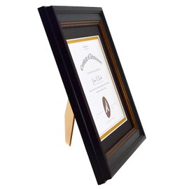 Golden State Art, 8x10 Frame for 6x8 Diploma/Certificate, Black Gold & Burgundy Color. Includes Black Over Gold Double Mat, Real Glass & Table-top Display