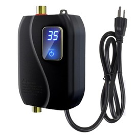 Tankless Water Heater Electric, 110V 3000W Under Sink Instant Hot Water Heater, Mini RV On Demand Water Heater for Kitchen Bathroom, Black