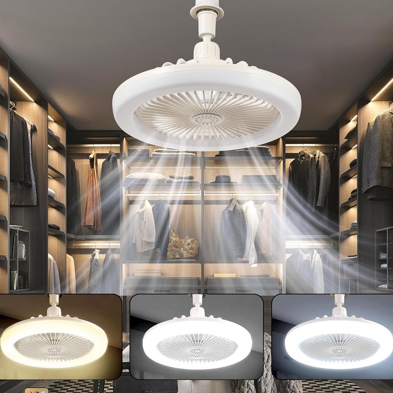 Peaoop Silent Socket Fan Light - Screw-in Ceiling Fan Light