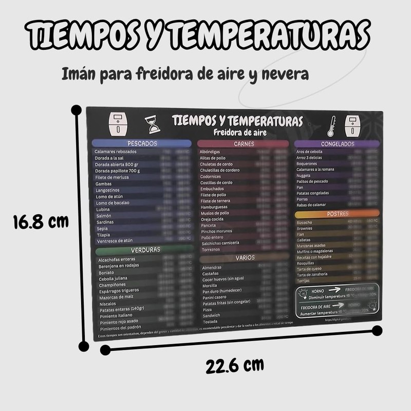 Dashos Air Fryer Magnet with Time and Temperature Chart in