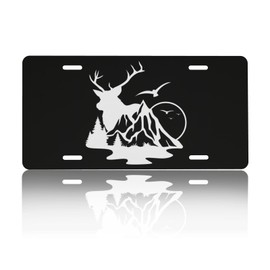 CTVSLFU Front License Plate Cover – Aluminum Metal Car Accessory, Rust-Proof Novelty Vanity Tag Decor for Men & Women, 6x12 with 4 Holes - Deer Mountain 009