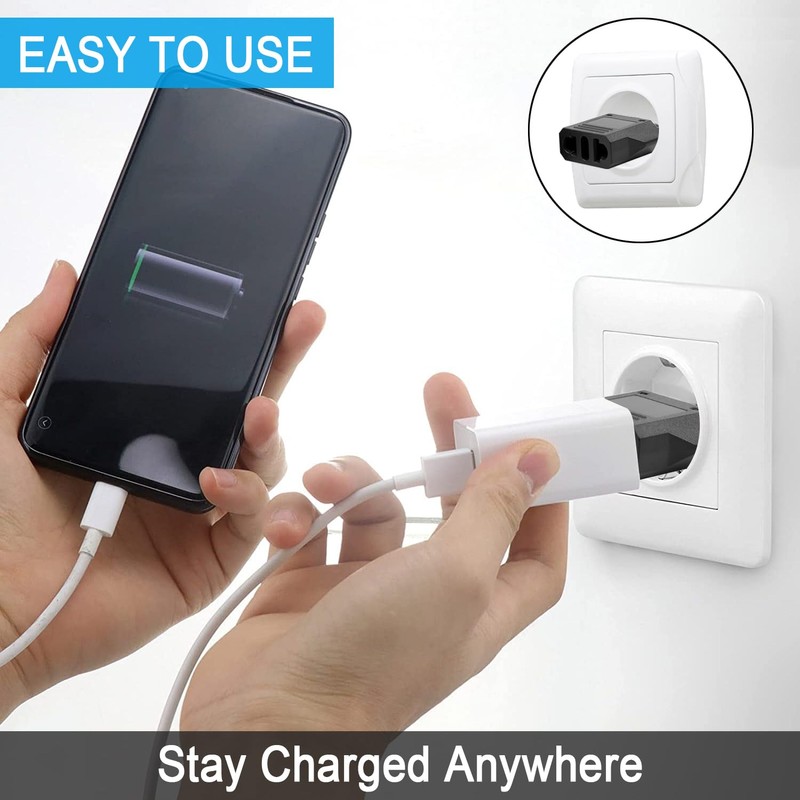 6 Pack US to European Travel Plug Adapter- Type C