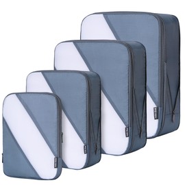 PFEYRPK Travel Packing Cubes, Compression Organizer Set of 4, Lightweight Storage for Suitcase, Vacation, Business Trips (Gray)