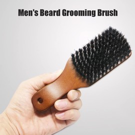 Cepillo de pelo de cerdas de jabalí natural, cepillo ondulado para hombres Cepillo de barba duradero para hombres para cabello fino o grueso para viajes para el hogar para regalo para novio